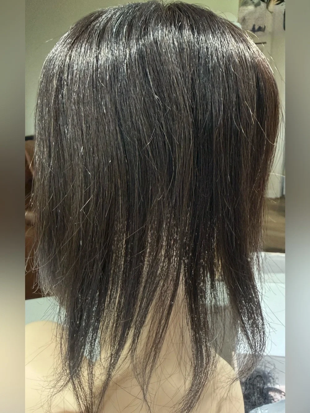 💯% HUMAN 10-12” Topper with Bangs, Straight Dark Brown/Almost Black